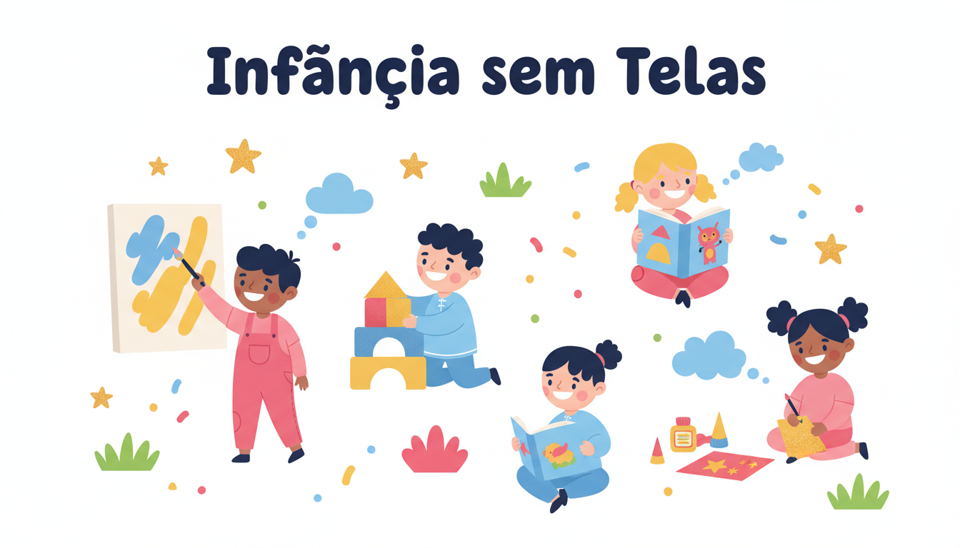 Crianças brincando e aprendendo com atividades criativas